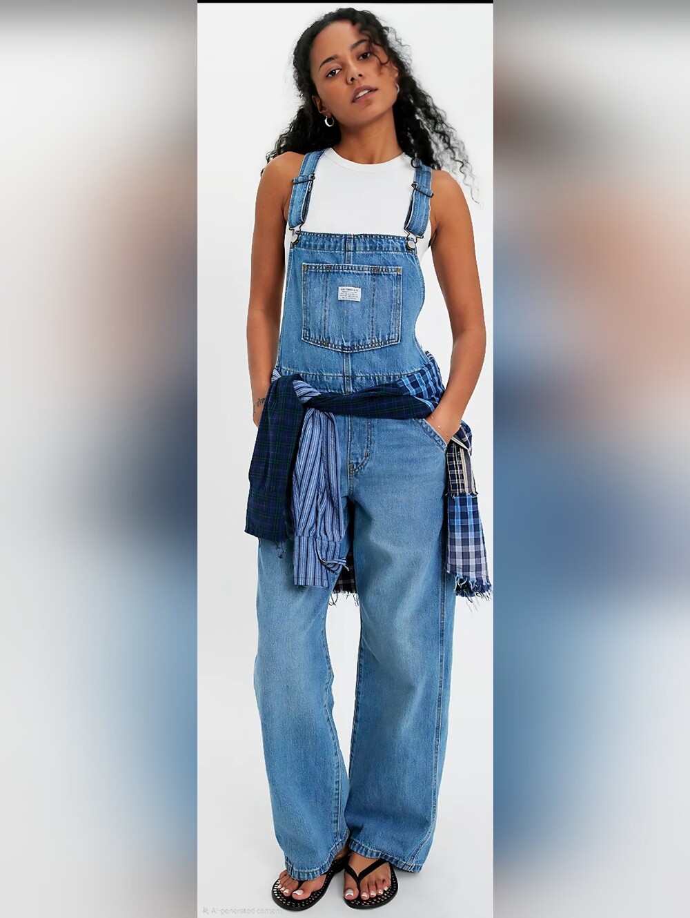 Levi's Vintage Cut Denim Overalls Womens L Med-Dark Wash Relaxed Straight Leg - Picture 16 of 16